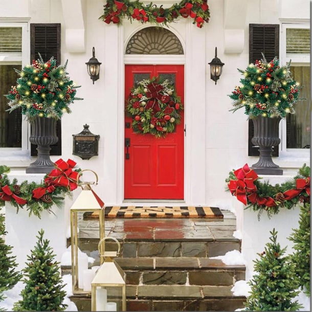 🎄🔥Pre-lit Artificial Christmas Tree Urn Filler💐