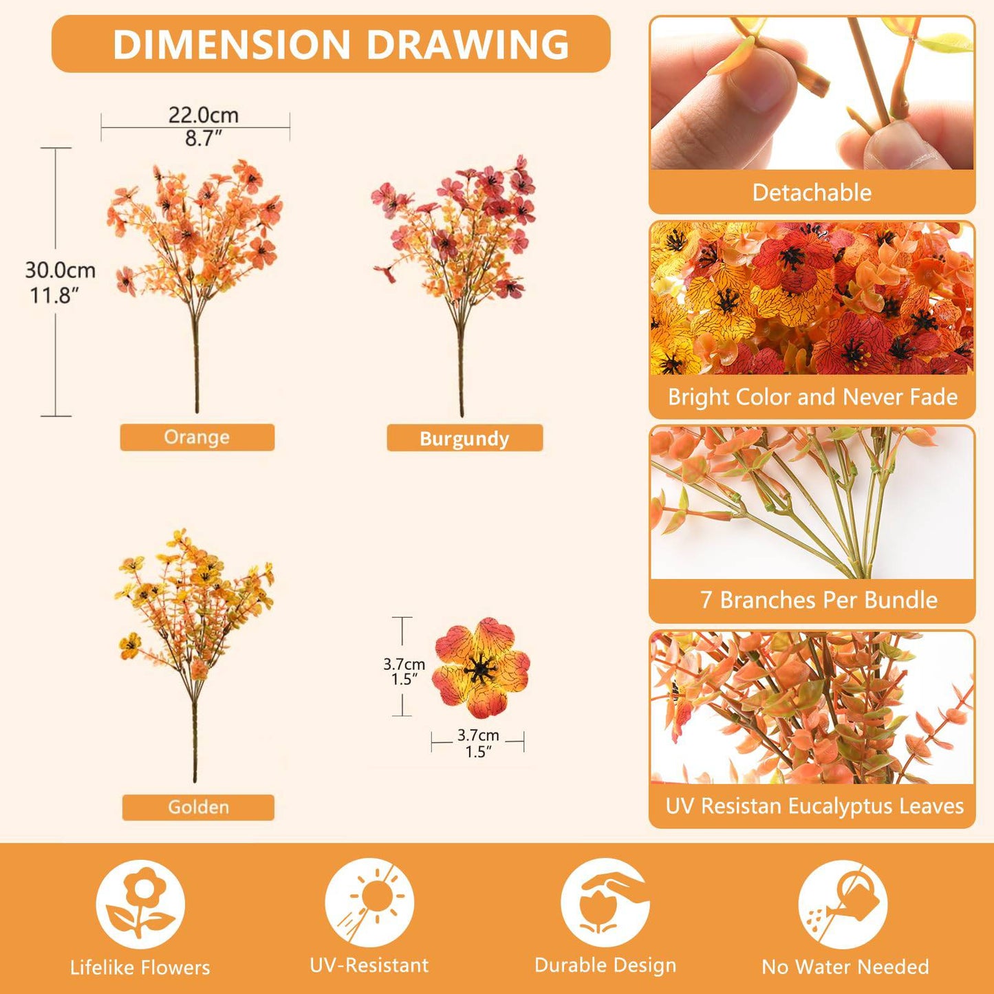🔥Hot Sale Each Only $2.49🌼Lifelike UV-Resistant Autumn Flowers – Waterproof, Windproof & Perfect for Fall Decor 🍂