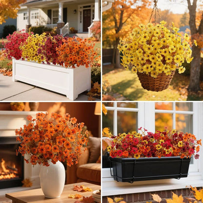 🏆 50K+ SOLD! 💐Lifelike UV-Resistant Sunset Mums – Waterproof, Windproof & Perfect for Fall Decor 🍂